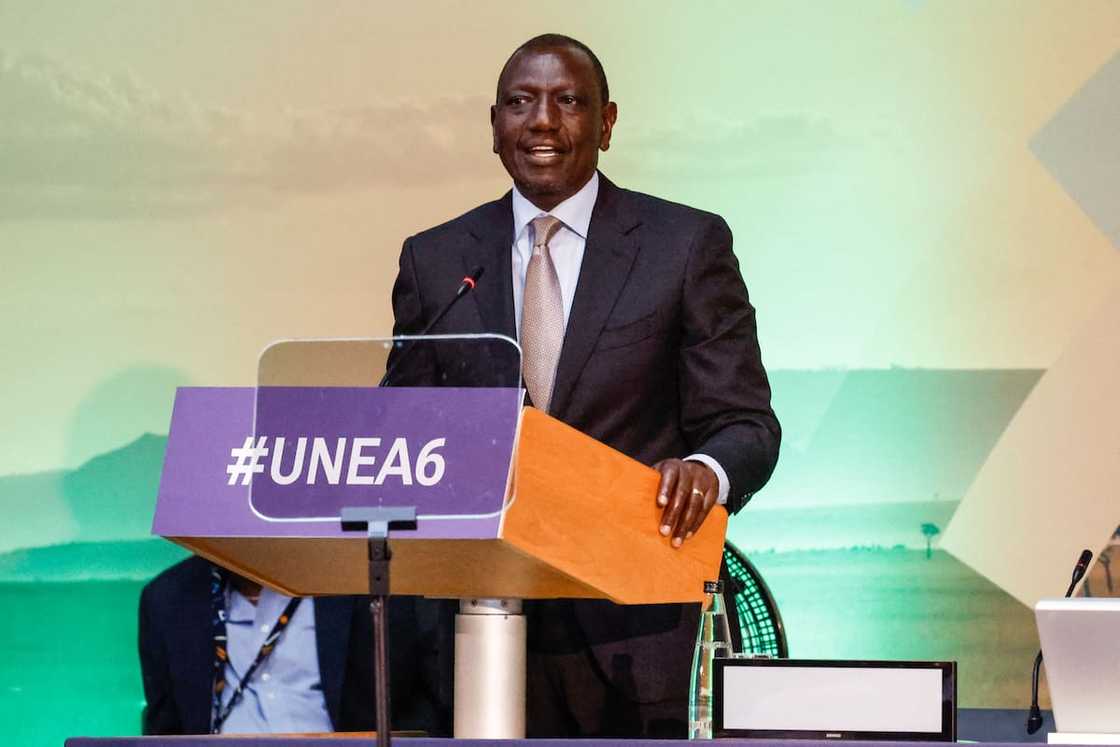Kenya's President William Ruto, gives his address during the 6th United Nations Environment Assembly Kenya's President William Ruto, gives his address during the 6th United Nations Environment Assembly