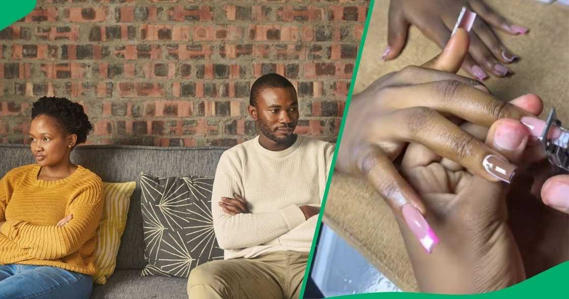 A woman appeased her husband by cutting her nail extensions shorter A woman appeased her husband by cutting her nail extensions shorter