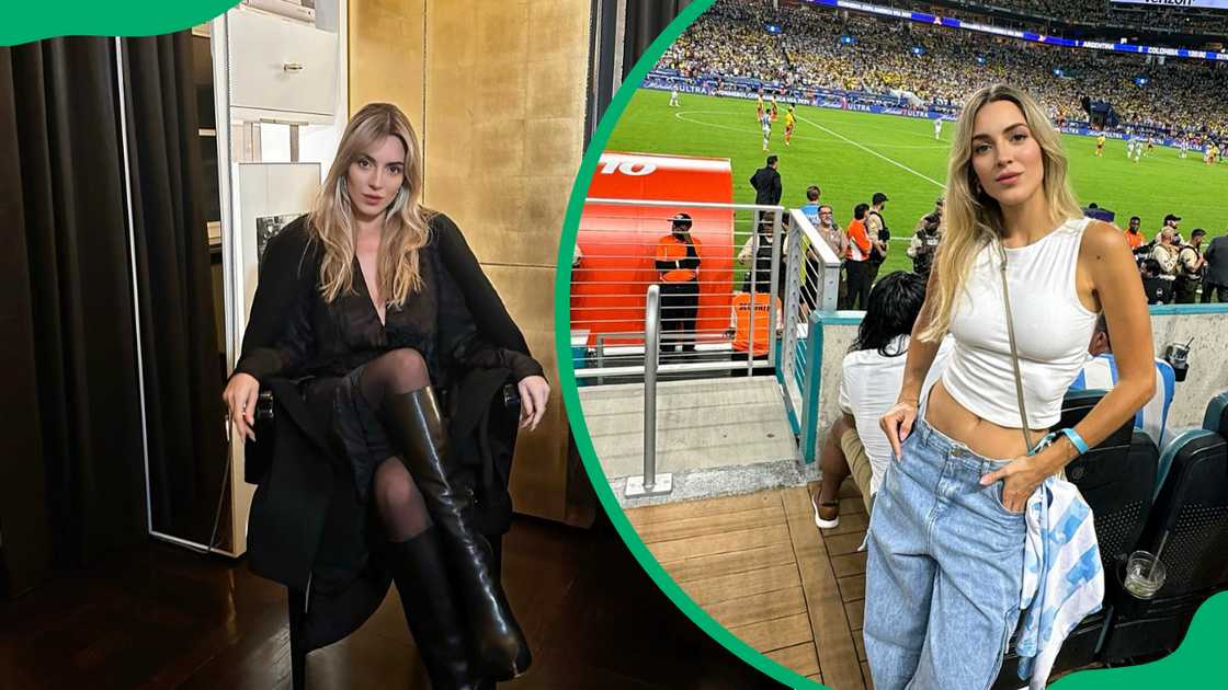 Cristina Invernizzi is pictured in a black outfit and in casual wear at a game Cristina Invernizzi is pictured in a black outfit and in casual wear at a game