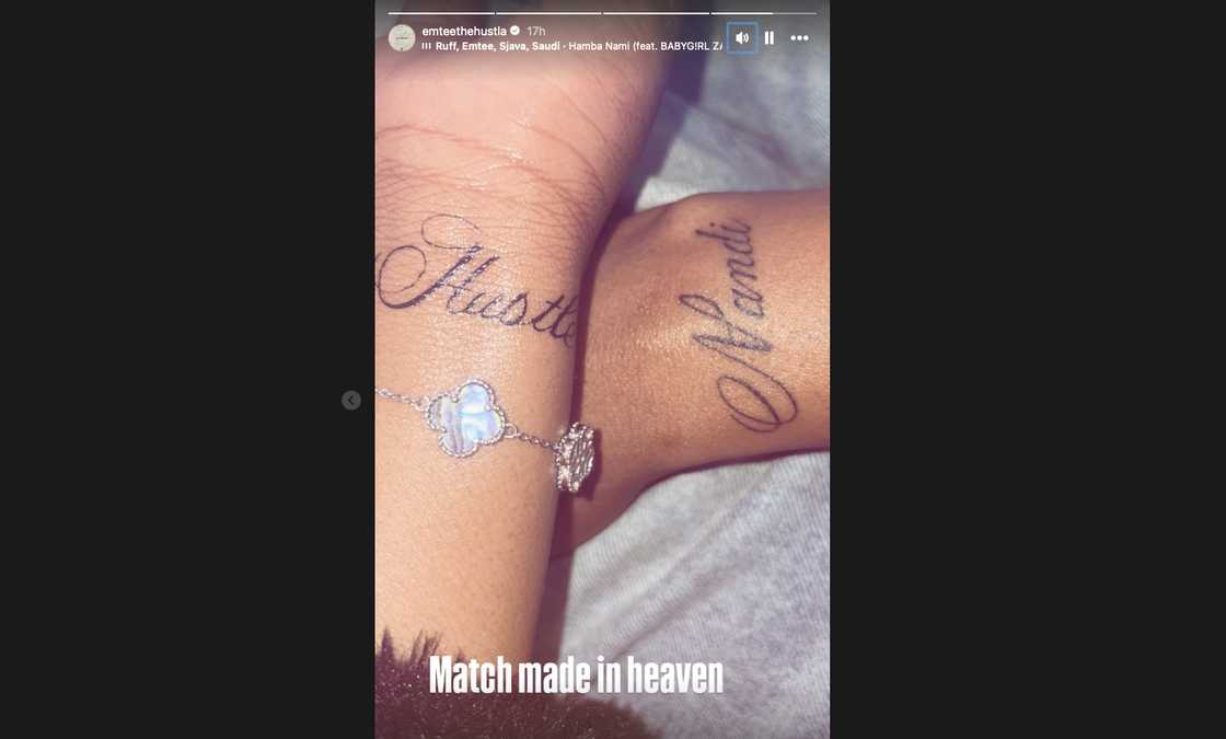 Emtee and Nandi Ndathane got matching tattoos