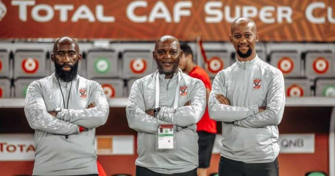 Al Ahly coach Pitso Mosimane has offered a trophy to the Big Zulu and King Monada fight. Image: @AlAhlyEnglish/Twitter Al Ahly coach Pitso Mosimane has offered a trophy to the Big Zulu and King Monada fight. Image: @AlAhlyEnglish/Twitter