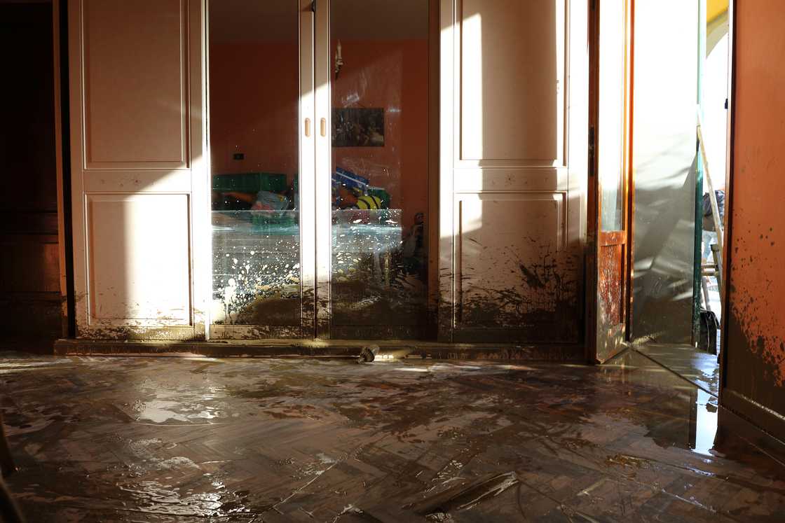 A flooded room
