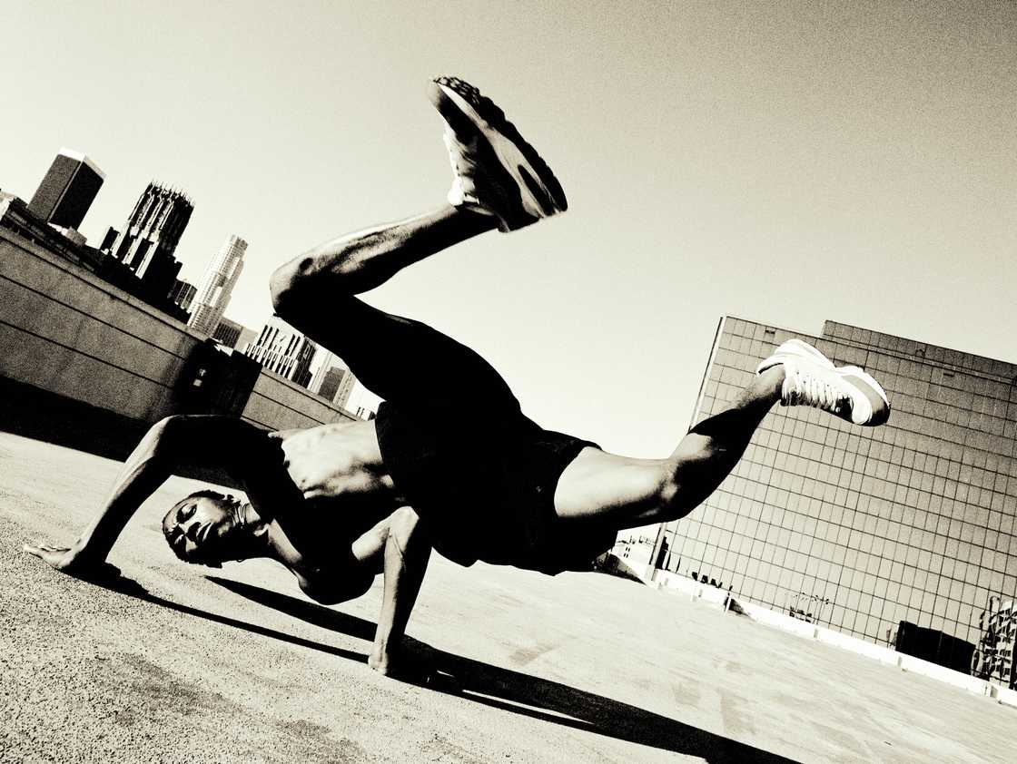 A young man break-dancing