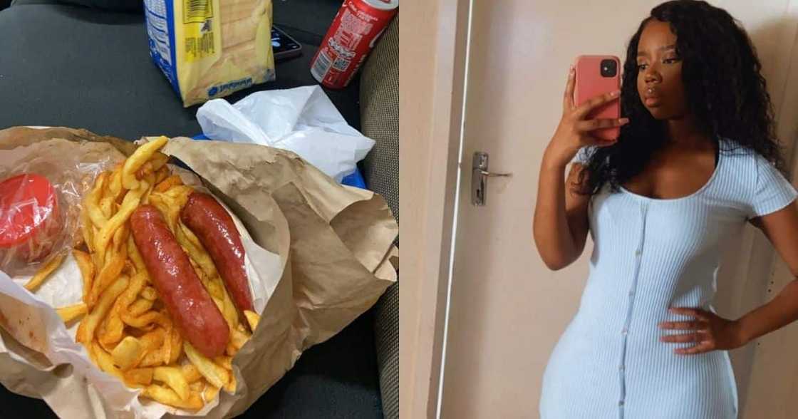 Lady, date night, Russian sausages, chips, Mzansi judgemental Lady, date night, Russian sausages, chips, Mzansi judgemental