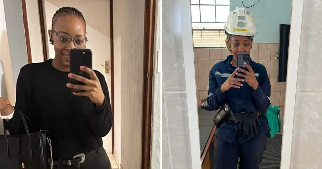 Twitter user @kgauza_ngwana looking stunning in mining gear Twitter user @kgauza_ngwana looking stunning in mining gear