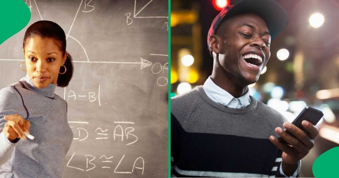 A TikTok video shows a teacher dropping a diss track in a class WhatsApp group. A TikTok video shows a teacher dropping a diss track in a class WhatsApp group.
