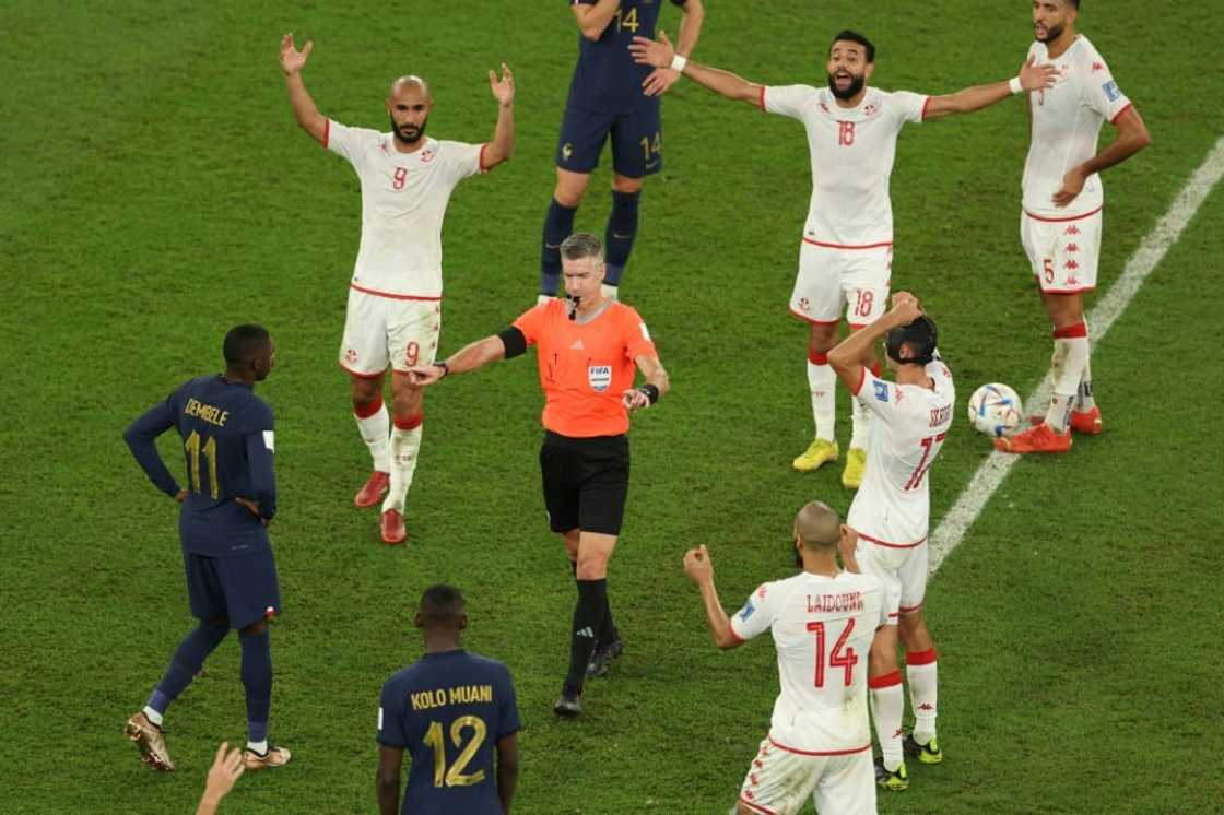 Referee Matthew Conger from New Zealand disallows Antoine Griezmann's late equaliser after a VAR check Referee Matthew Conger from New Zealand disallows Antoine Griezmann's late equaliser after a VAR check