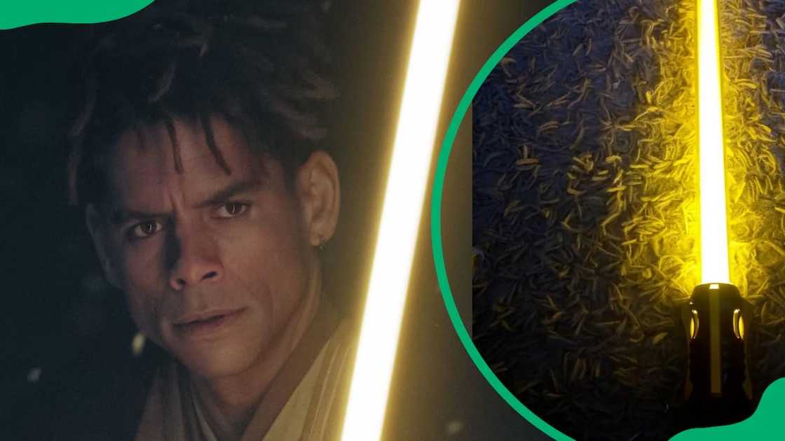 A Jedi wielding a yellow lightsaber A Jedi wielding a yellow lightsaber