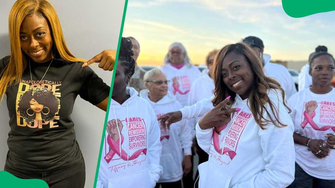 Tiffany Henyard rocking a branded black t-shirt (L). The politician having a good time with her community members (R)