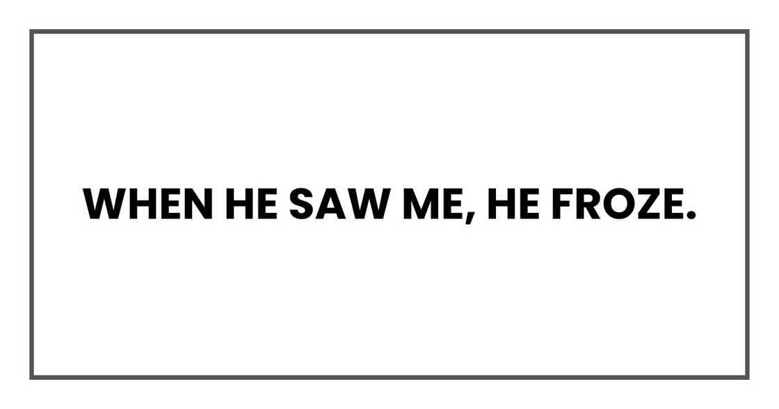 When he saw me, he froze.