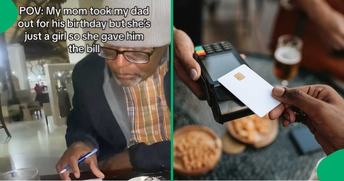 A wife made her husband pay for his birthday meal. A wife made her husband pay for his birthday meal.