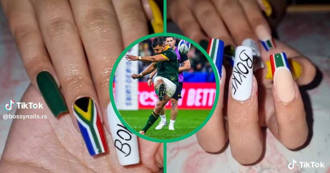 Nail art inspired by the Springboks Nail art inspired by the Springboks