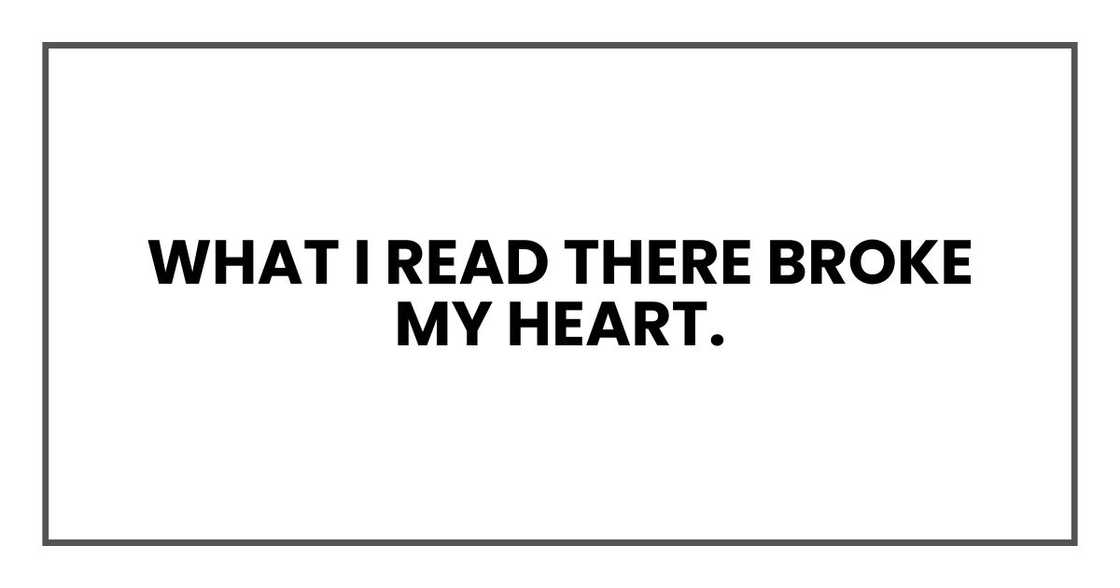 What I read there broke my heart. What I read there broke my heart.