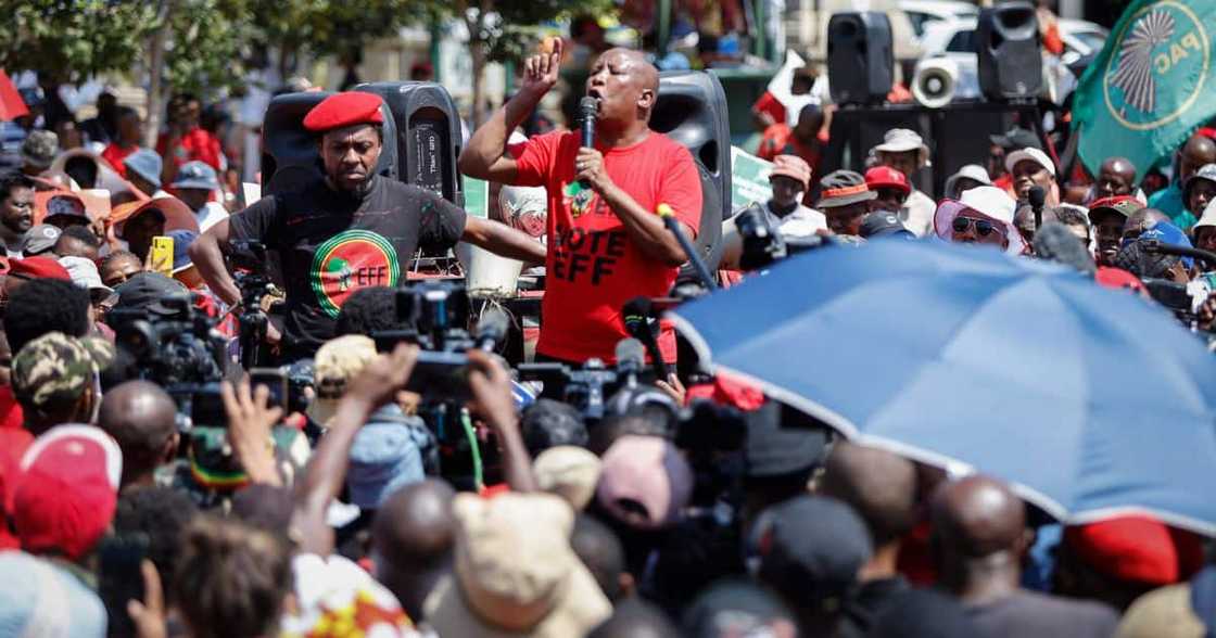 Julius Malema praised EFF members for their conduct during the national shutdown Julius Malema praised EFF members for their conduct during the national shutdown