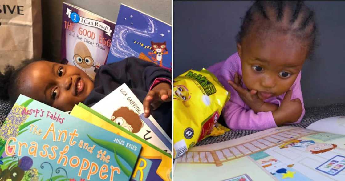 Lethukuthula Nongcebo reading her many books Lethukuthula Nongcebo reading her many books