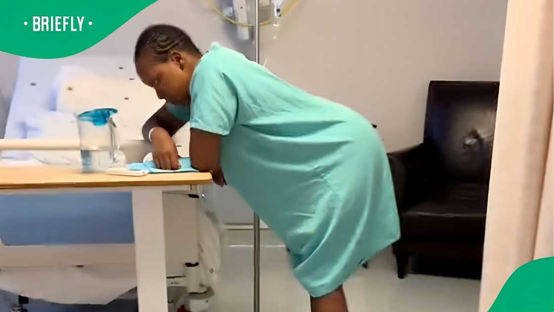 A TikTok image of a pregnant woman in labour