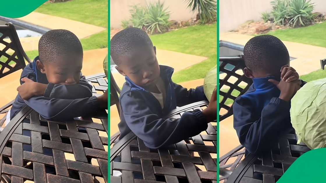 A TikTok video shows a little boy receiving cabbage instead of cake.