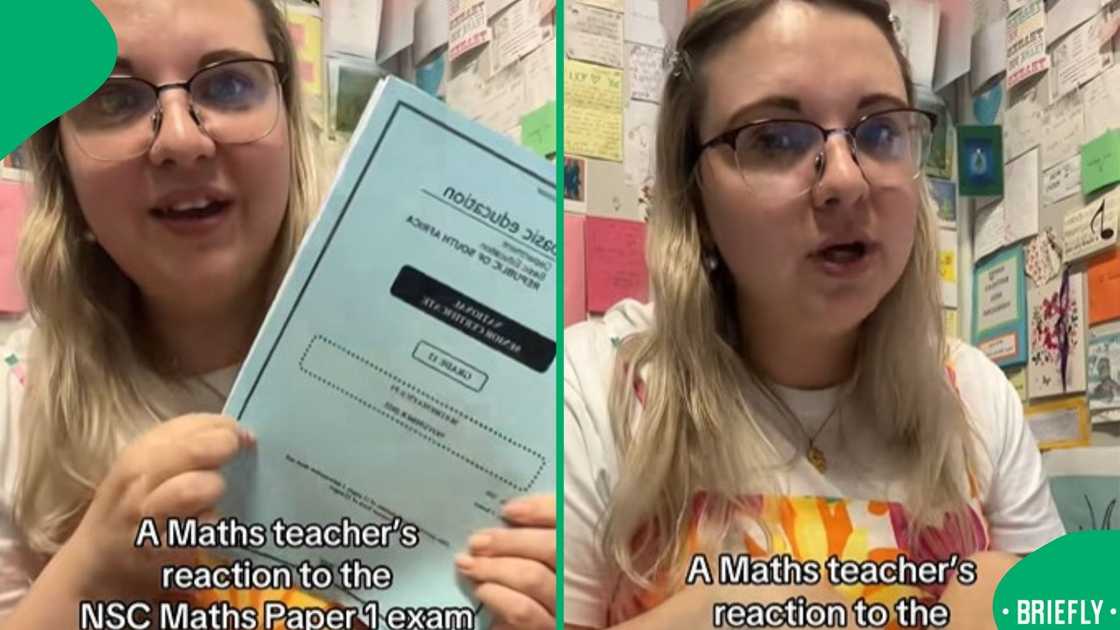 A screenshot from the viral TikTok showing the teacher reviewing the matric maths exam paper