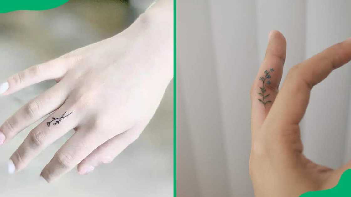 Floral finger tattoo Floral finger tattoo
