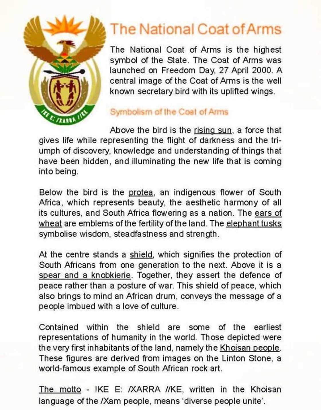 south african coat of arms explained in simple terms