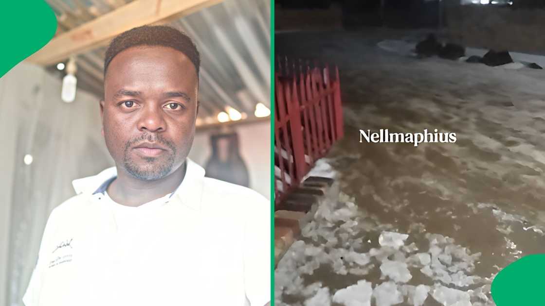Heavy hail and flash flooding turned the streets of Nellmaphius into icy rivers Heavy hail and flash flooding turned the streets of Nellmaphius into icy rivers