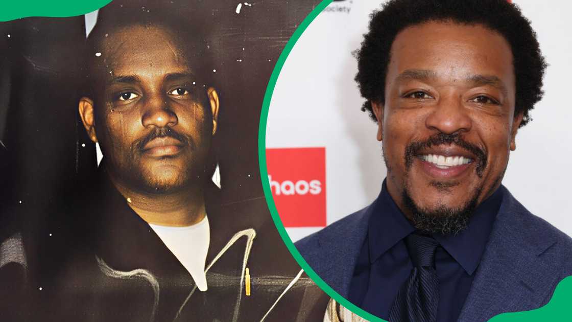 Charles Flenory (L). Russell Hornsby at The Beverly Hilton Hotel in 2025 (R)