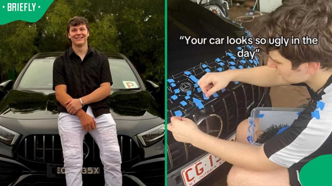 A man lit up his car.