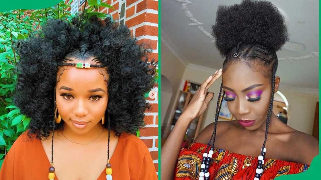 Fulani braids with afro puff