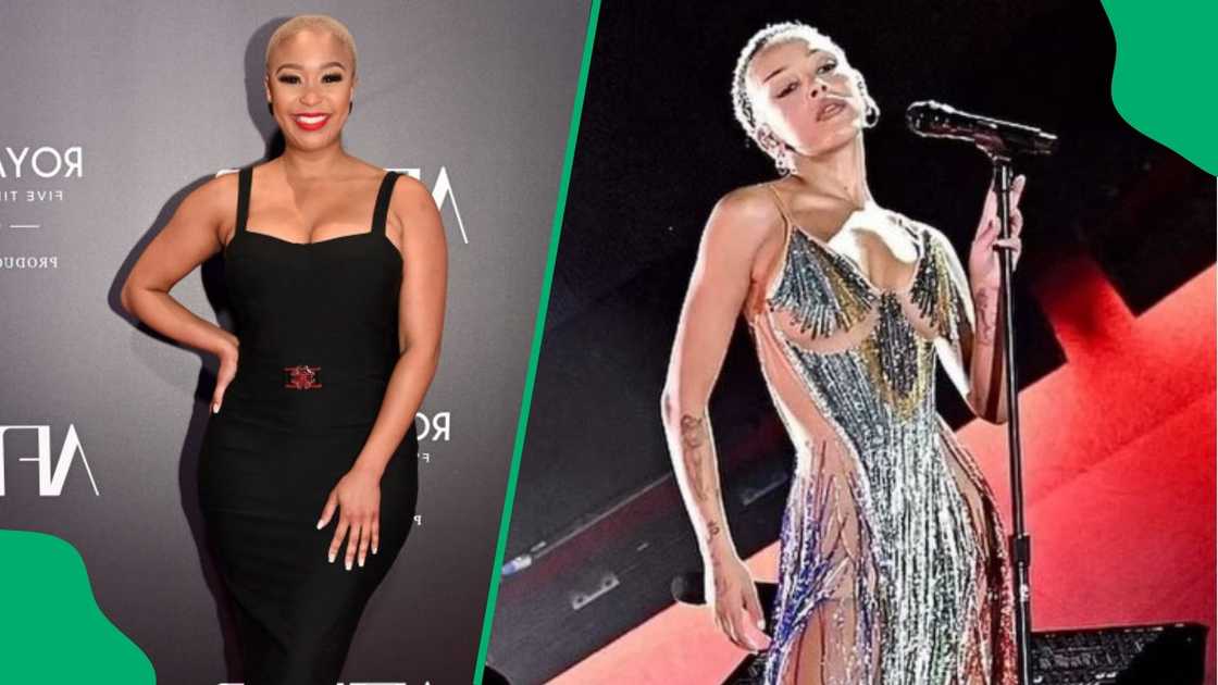 Minnie Dlamini weras SA flag dress like Doja Cat at SAMAs