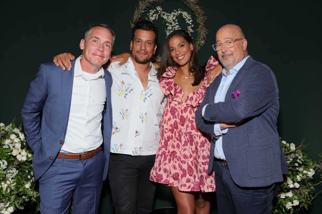 Clint Harp, Abner Ramirez, Amanda Sudano and Andrew Zimmern