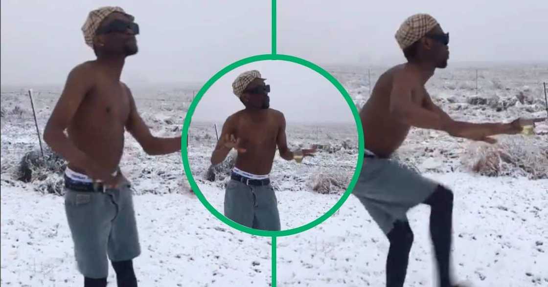 shirtless man dancing in the snow shirtless man dancing in the snow