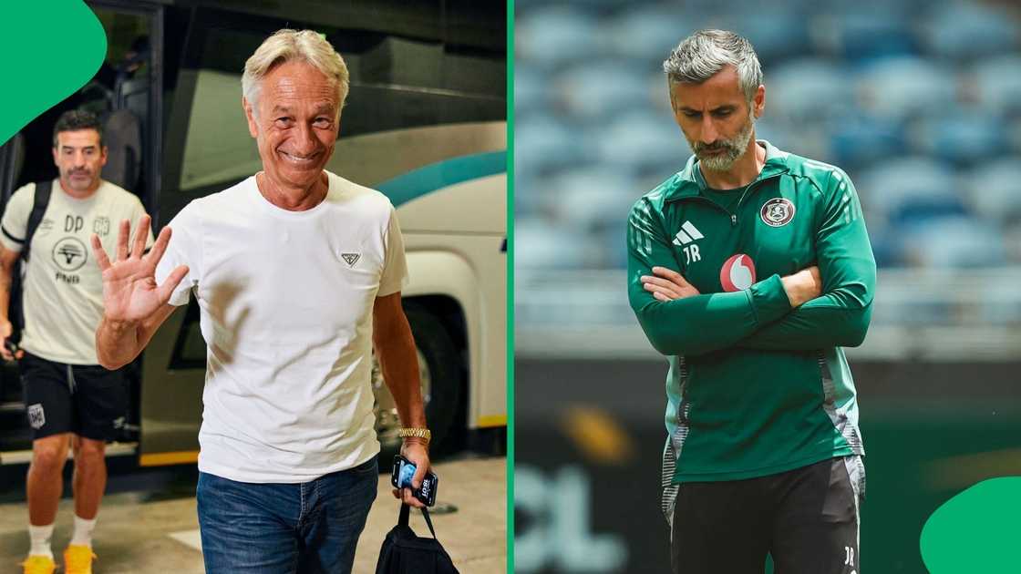 Cape Town City coach Muhsin Ertugral celebrated a vicotry over Jose Riveiro's Orlando Pirates side. Cape Town City coach Muhsin Ertugral celebrated a vicotry over Jose Riveiro's Orlando Pirates side.
