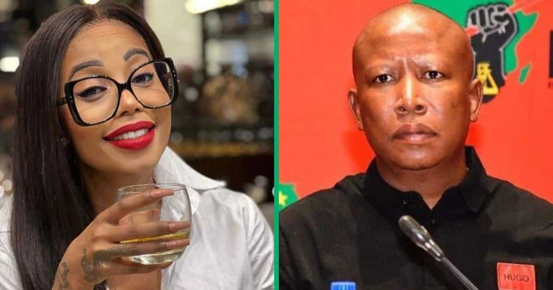 Singer Kelly Khumalo praises Economic Freedom Fighters leader Julius Malema on his party 10th year anniversary amid Senzo Meyiwa criticism. Singer Kelly Khumalo praises Economic Freedom Fighters leader Julius Malema on his party 10th year anniversary amid Senzo Meyiwa criticism.