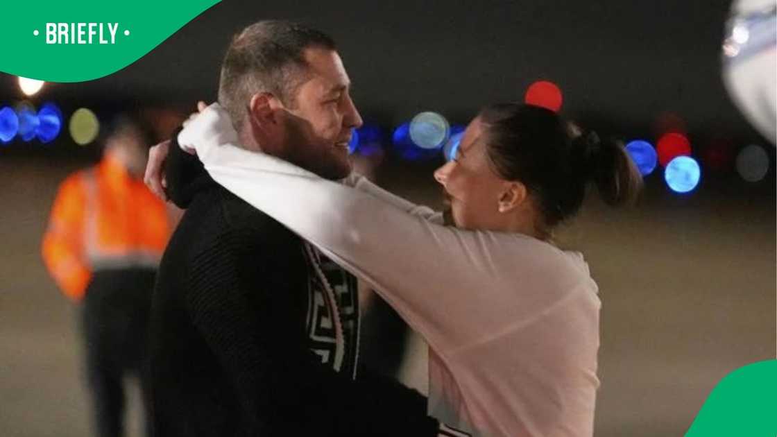 Chris van Heerden reunites with his girlfriend Ksenia Karelina after her release. Chris van Heerden reunites with his girlfriend Ksenia Karelina after her release.