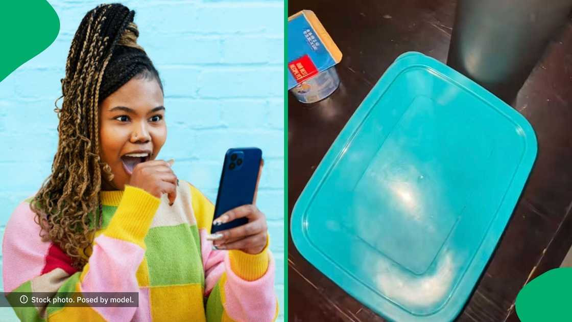 A young woman showed off what her dad packed for her lunch. A young woman showed off what her dad packed for her lunch.