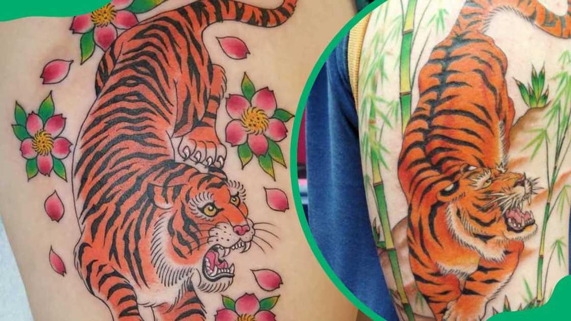 Japanese Tiger in a Zen Garden tattoo design Japanese Tiger in a Zen Garden tattoo design