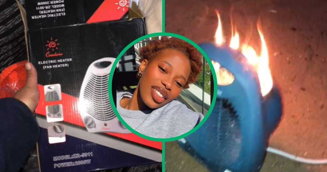 TikTok video of heater bought on Takelot catching fire TikTok video of heater bought on Takelot catching fire