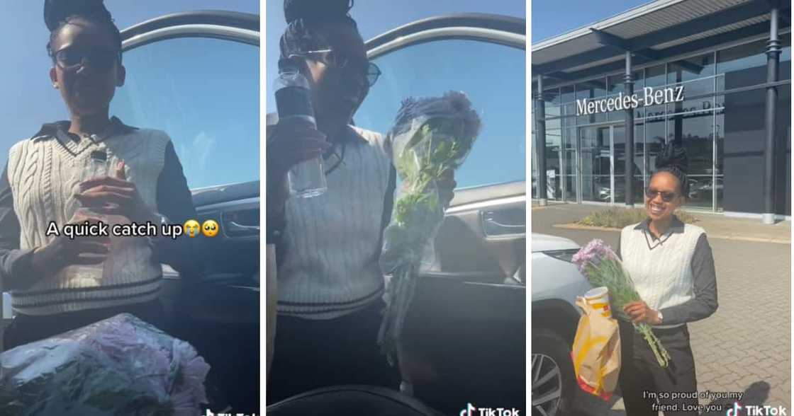 A kind and considerate woman surprised her friend with lunch on her first day at work. A kind and considerate woman surprised her friend with lunch on her first day at work.