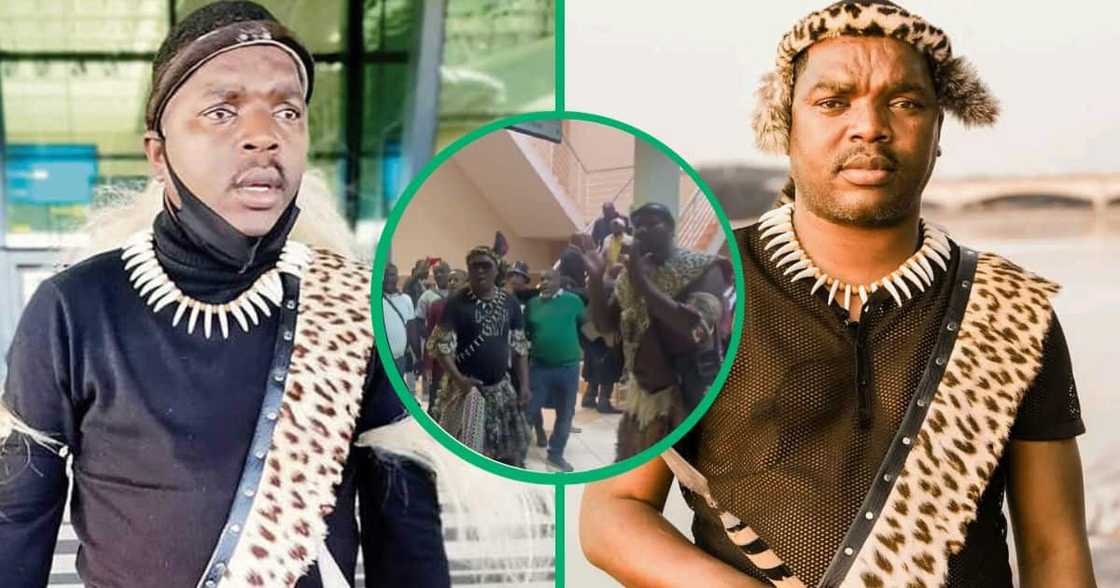 Ngizwe Mchunu makes dramatic entry in court with Amabutho. Ngizwe Mchunu makes dramatic entry in court with Amabutho.