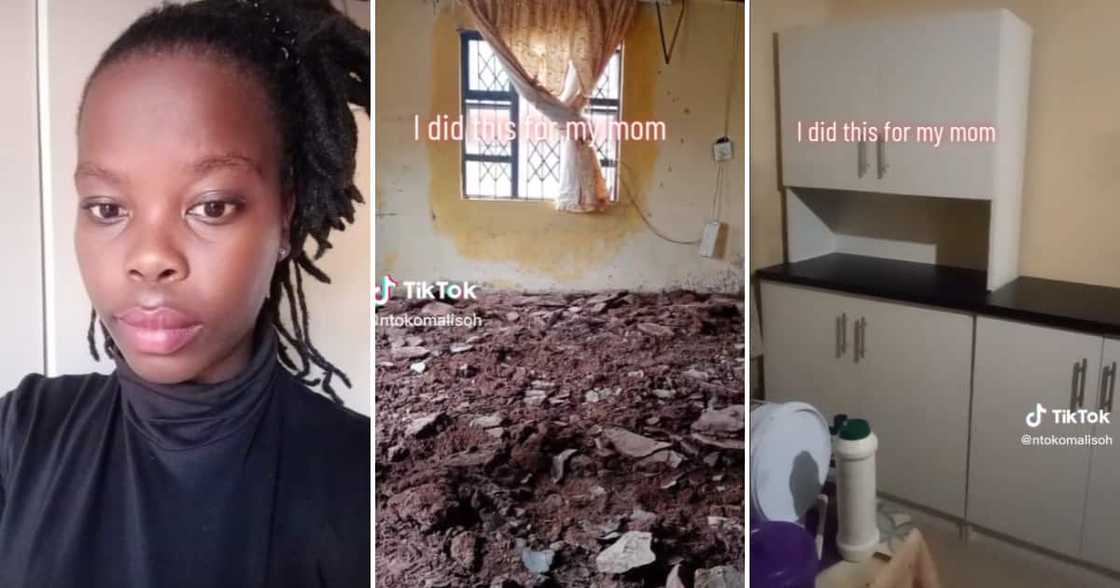 A young lady showed off her home renovations A young lady showed off her home renovations