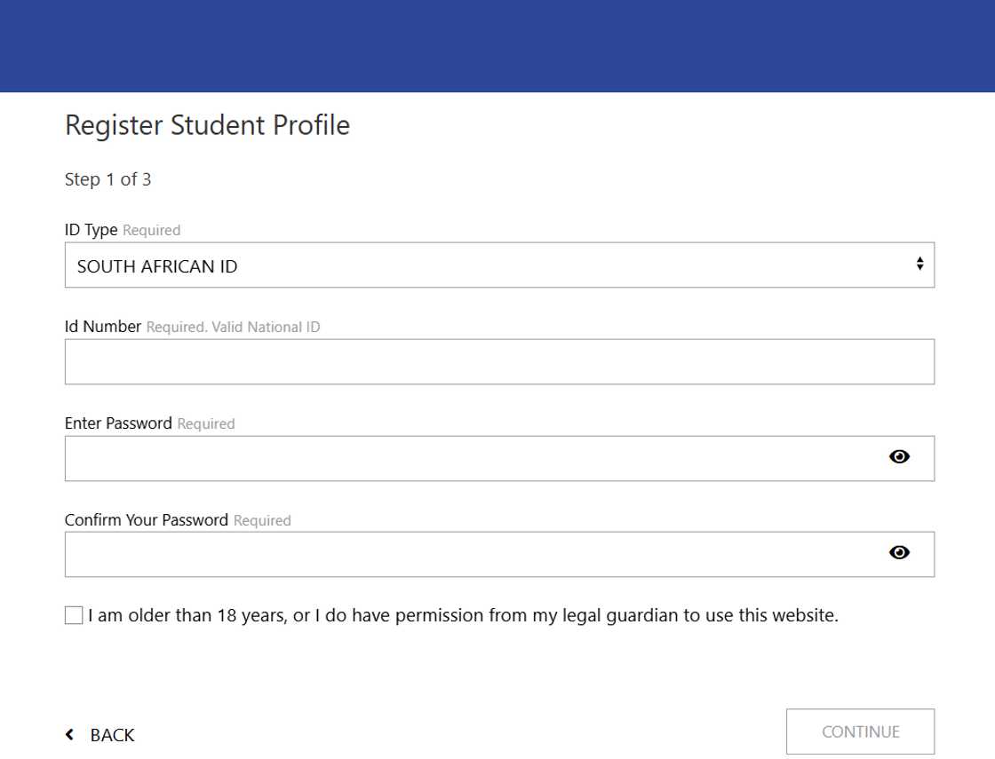 Mthashana TVET College student signup page. Mthashana TVET College student signup page.