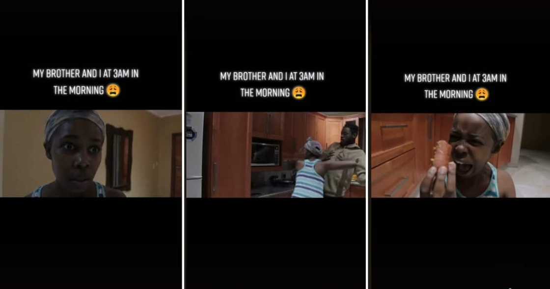 A sister had a dramatic reaction to her brother eating her food that made Mzansi laugh.