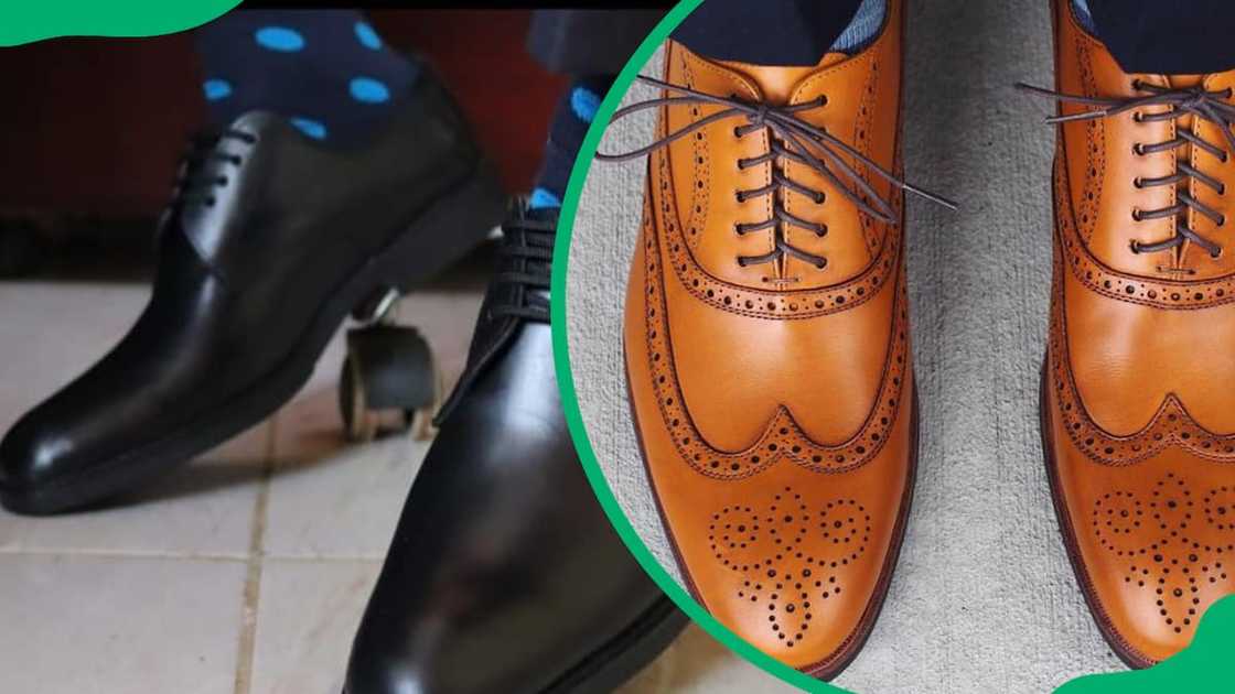 Black and brown male leather shoes Black and brown male leather shoes