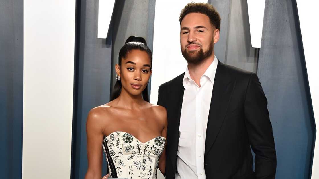 Laura Harrier and Klay Thompson in Beverly Hills, California. Laura Harrier and Klay Thompson in Beverly Hills, California.