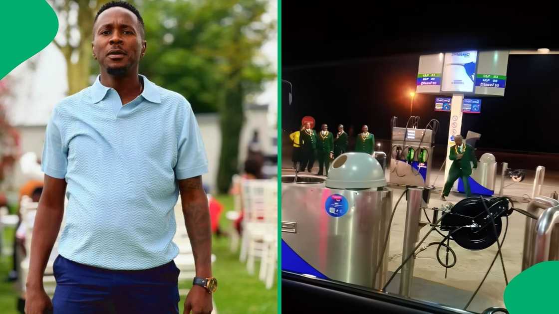 The ZCC member showcased his traditional moves while waiting at the petrol pumps The ZCC member showcased his traditional moves while waiting at the petrol pumps