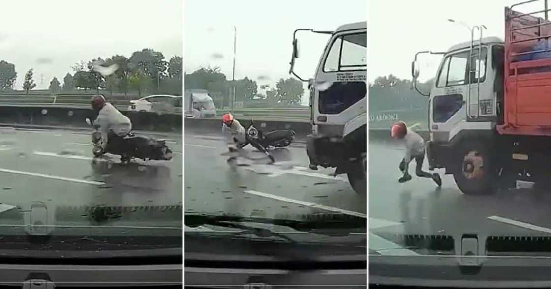 Biker, Truck, Viral, video, South Africa Biker, Truck, Viral, video, South Africa