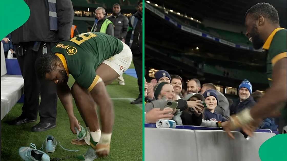 Siya Kolisi gifted his socks to an English fan Siya Kolisi gifted his socks to an English fan
