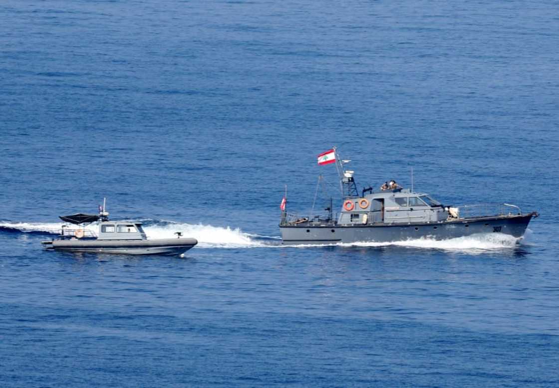 Lebanese navy boats patrol Mediterranean waters off Naqura