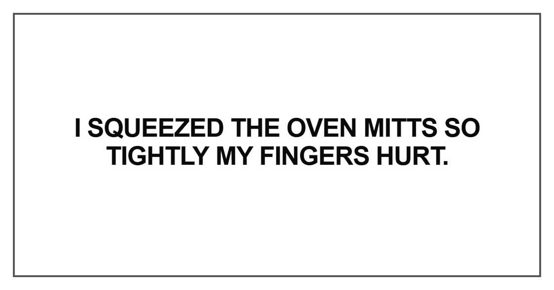 I squeezed the oven mitts