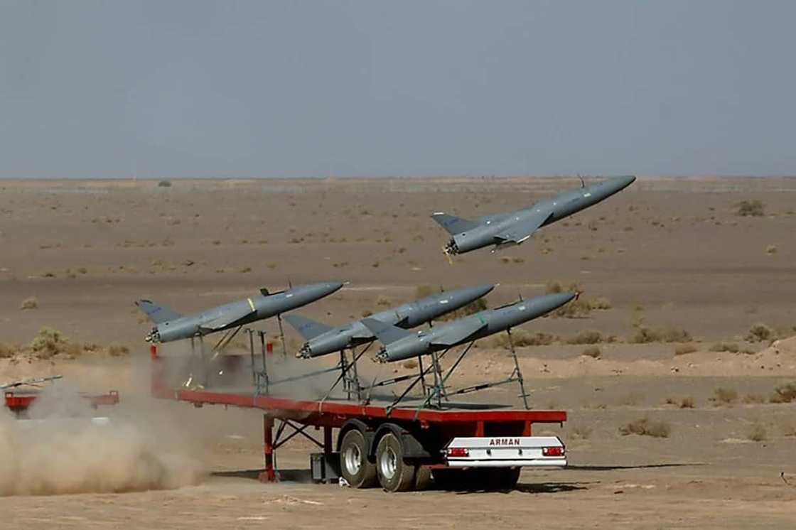 An Iranian army picture released in August 2022 shows the launch of a drone during a drill at an undisclosed location in Iran An Iranian army picture released in August 2022 shows the launch of a drone during a drill at an undisclosed location in Iran